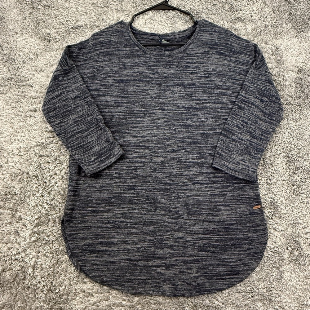 Roots Canada Top Women's Medium Heather Gray Tunic‎ 3/4 Sleeve Stretch Rayon